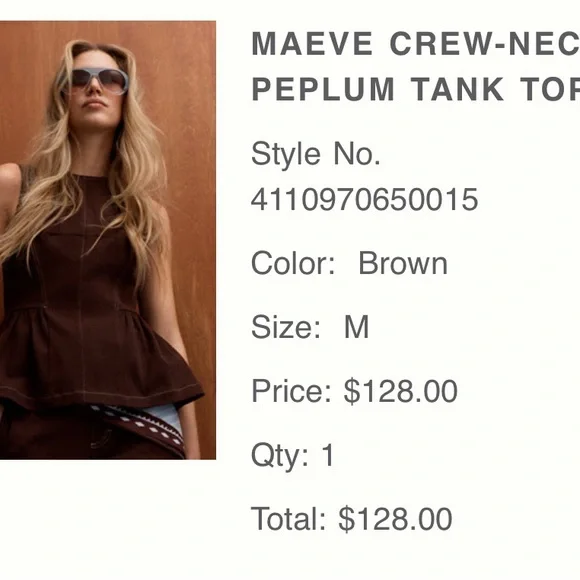Anthropologie Brown Wide Leg Pants & Peplum Tank Top